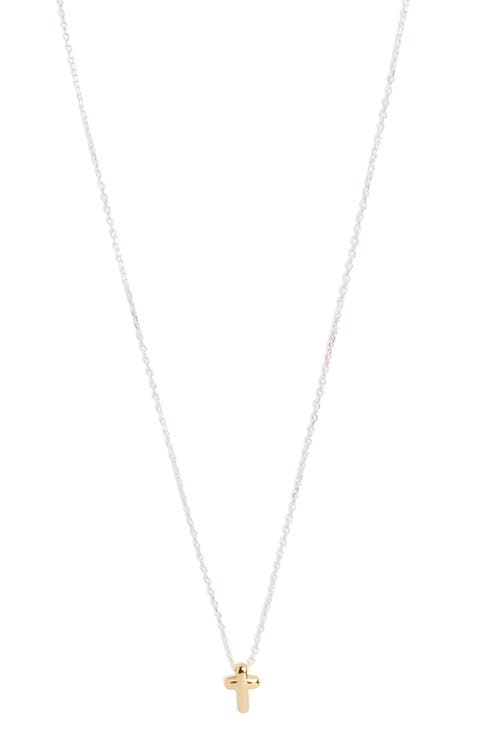 Two-Tone Puffy Cross Pendant Necklace