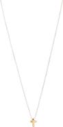 Argento Vivo Sterling Silver Two-Tone Puffy Cross Pendant Necklace