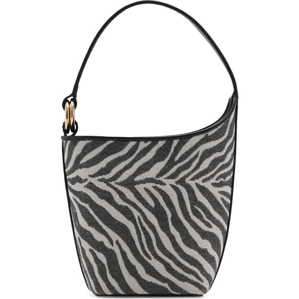Mango Large Zebra-print Bucket Bag Black In Black