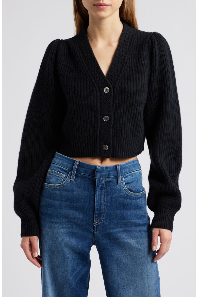 Avignon Wool & Cashmere Crop Cardigan, Main, color, BLACK