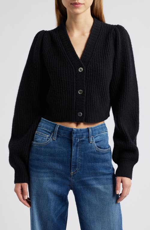 Loveshackfancy Avignon Wool & Cashmere Crop Cardigan In Black