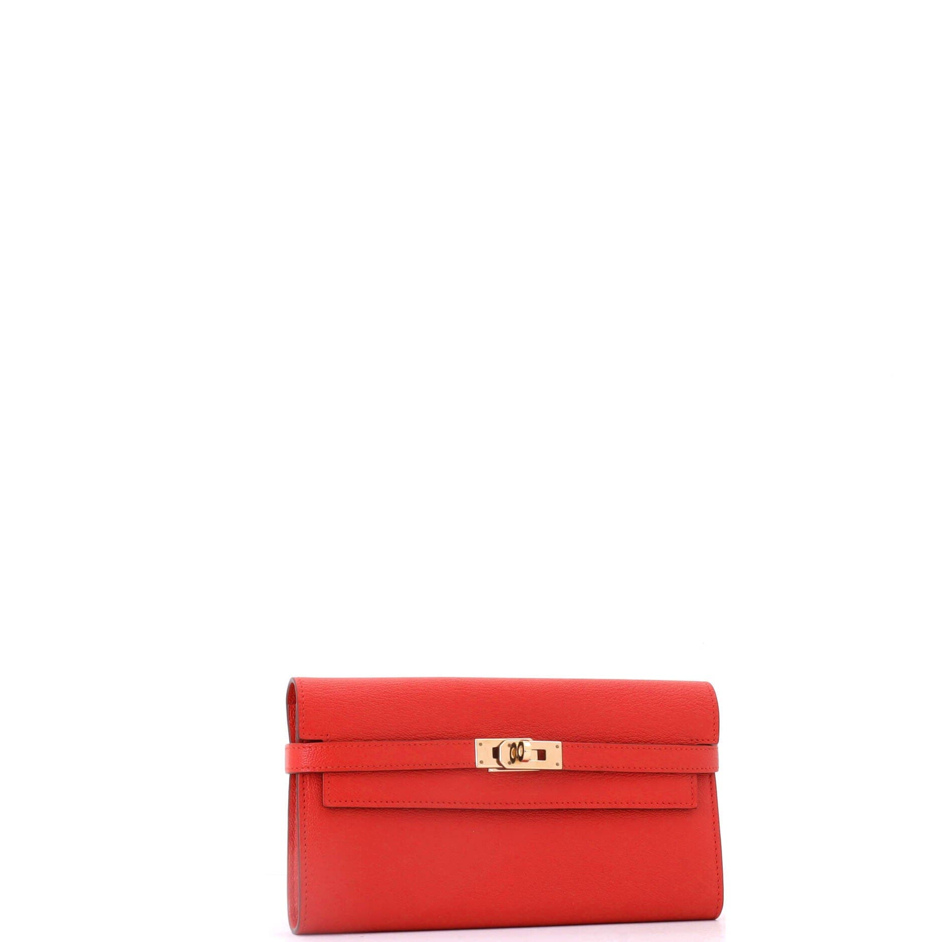 Kelly Wallet Chevre Mysore Long, Alternate, color, Rouge Tomate