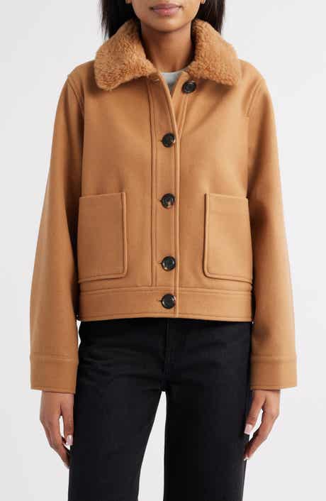 Sam Edelman Crop Jacket with Faux Shearling Collar