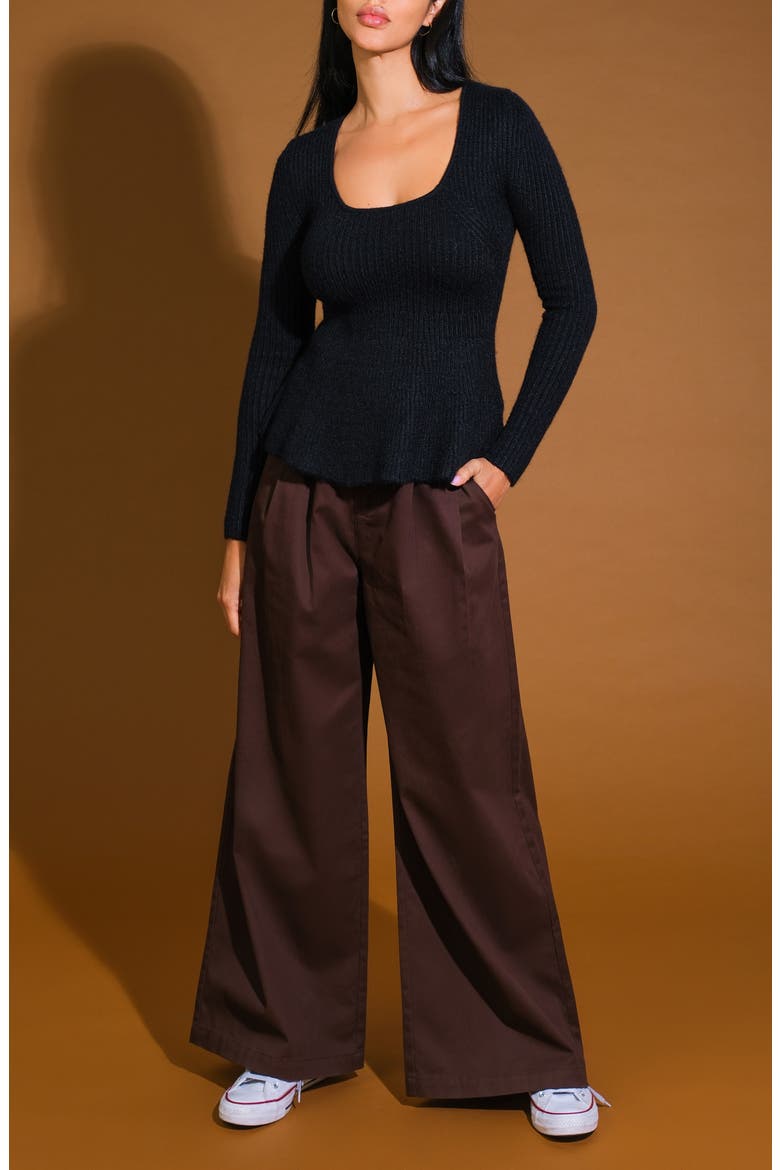Sweater Knit Long Sleeve Top, Alternate, color, BLACK