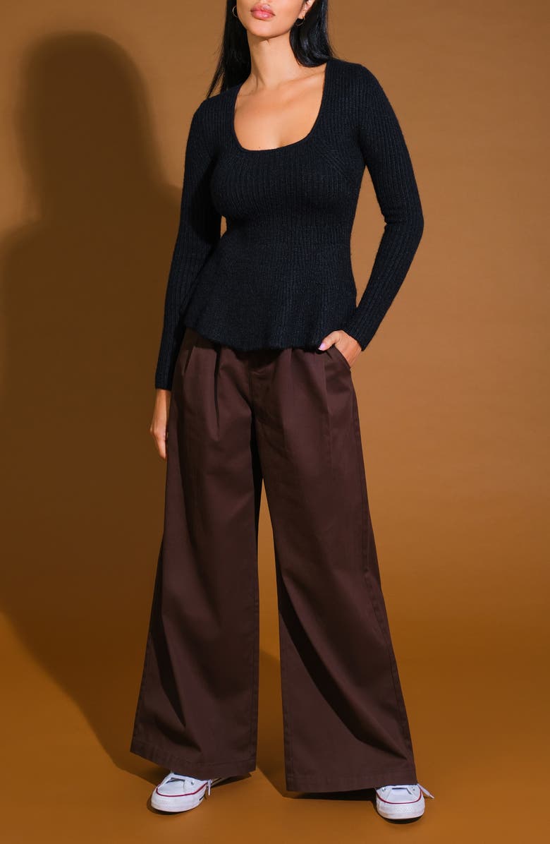 FLYING TOMATO Sweater Knit Long Sleeve Top, Alternate, color, 