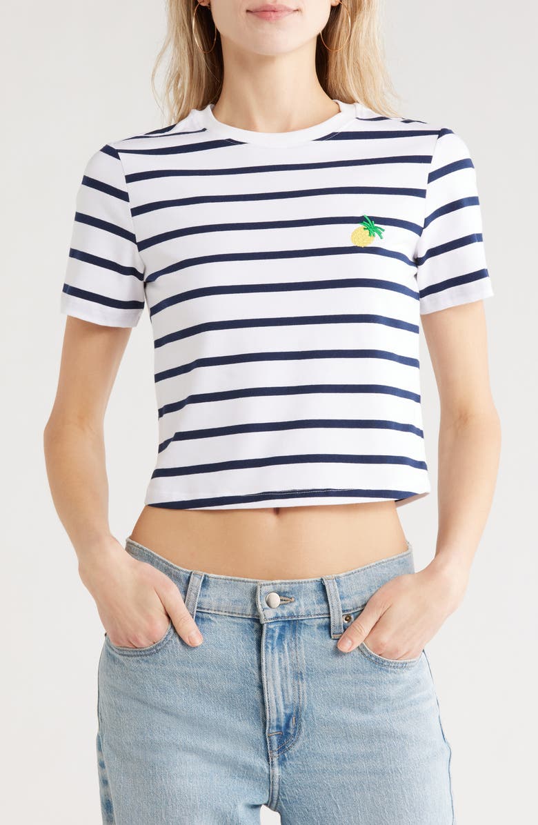 French Connection Rallie Stripe T-Shirt, Main, color, Navy/ White Stripe