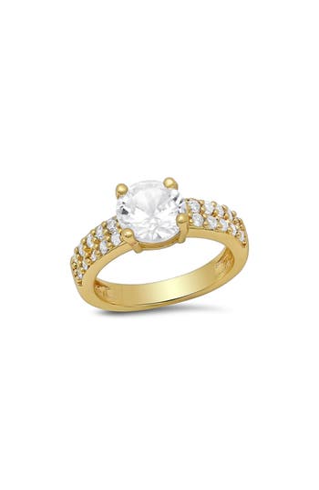Hmy Jewelry 18k Gold Plated Simulated Diamond Ring In Gold