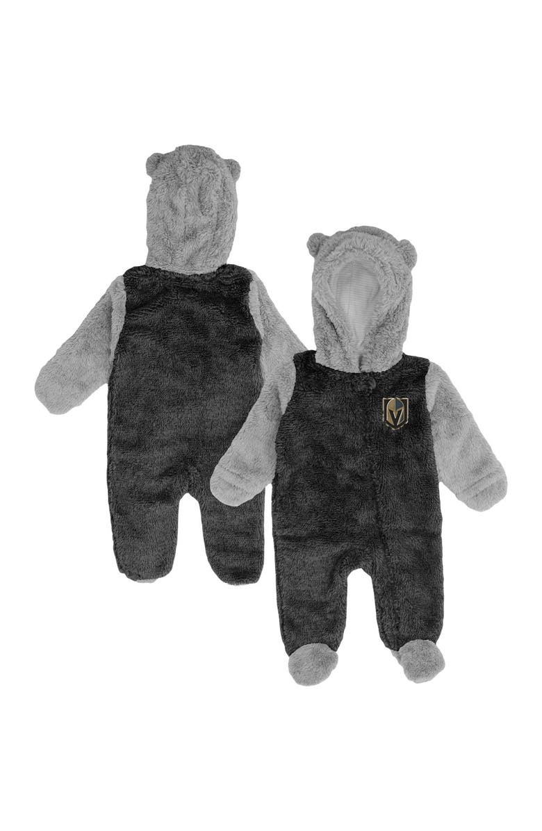 Outerstuff Newborn & Infant Black Vegas Golden Knights Game Nap Teddy Fleece Bunting Full-Zip Sleeper, Main, color, Black