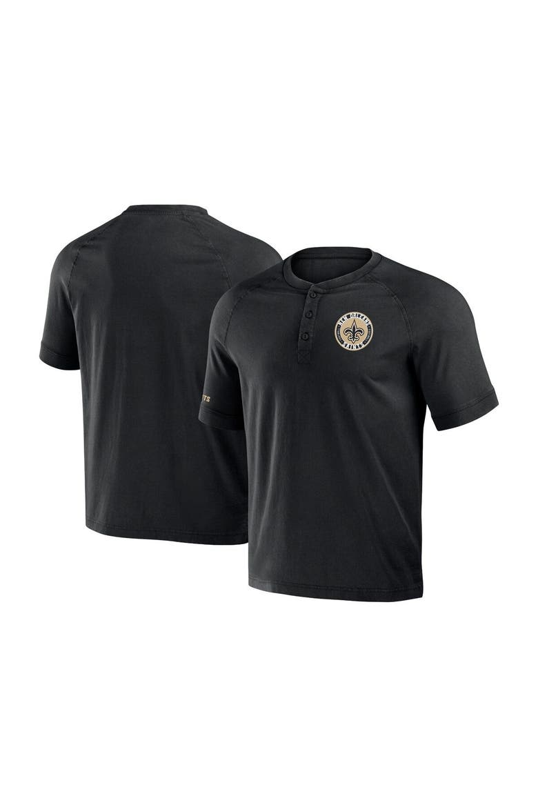 Men's NFL x Darius Rucker Collection by Fanatics Black New Orleans Saints Washed Raglan Henley T-Shirt, Main, color, Black