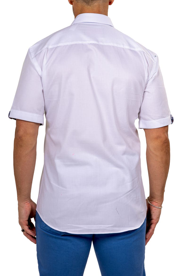 Galileo Marty Short Sleeve Cotton Button-Up Shirt, Alternate, color, WHITE