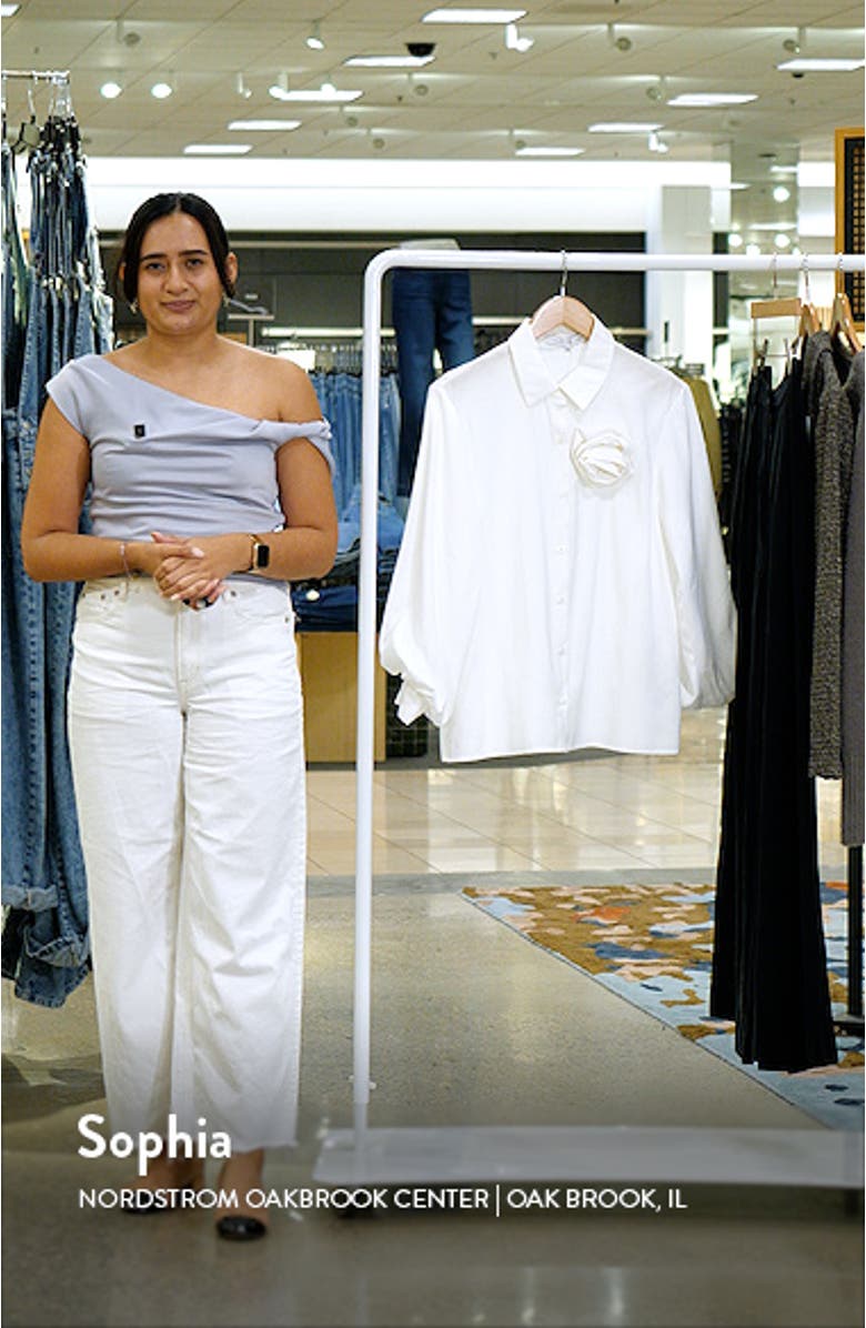 Corsage Bishop Sleeve Button-Up Top, sales video thumbnail