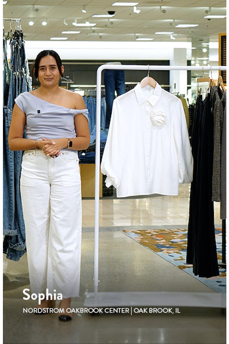 Corsage Bishop Sleeve Button-Up Top video
