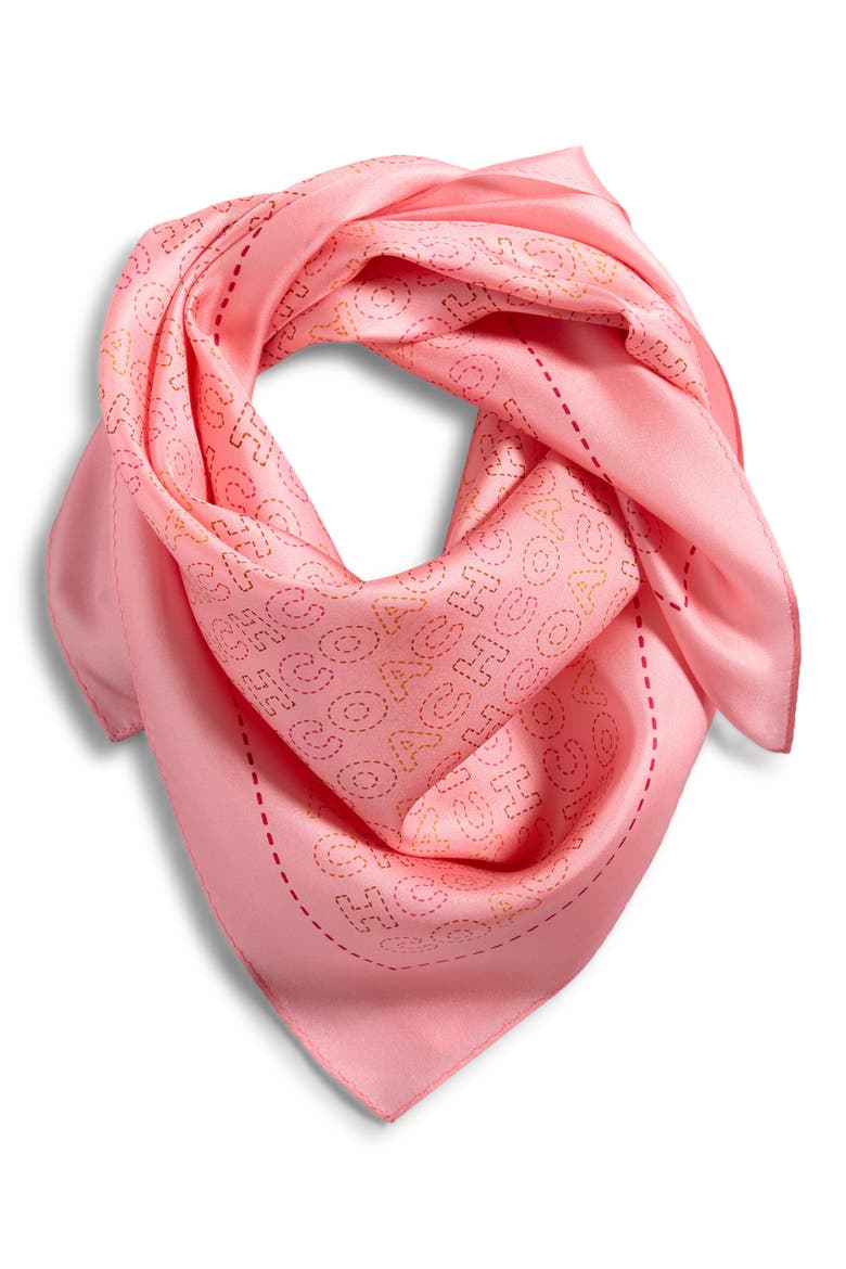Logo Square Silk Scarf, Main, color, PINK/ MULTICOLOR