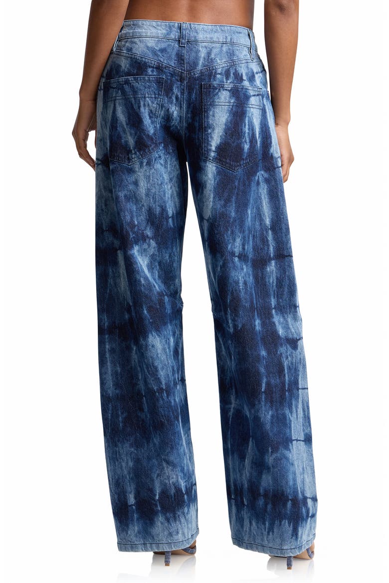 Tie Dye Mid Rise Curved Wide Leg Jeans, Alternate, color, NAVY TIEDYE