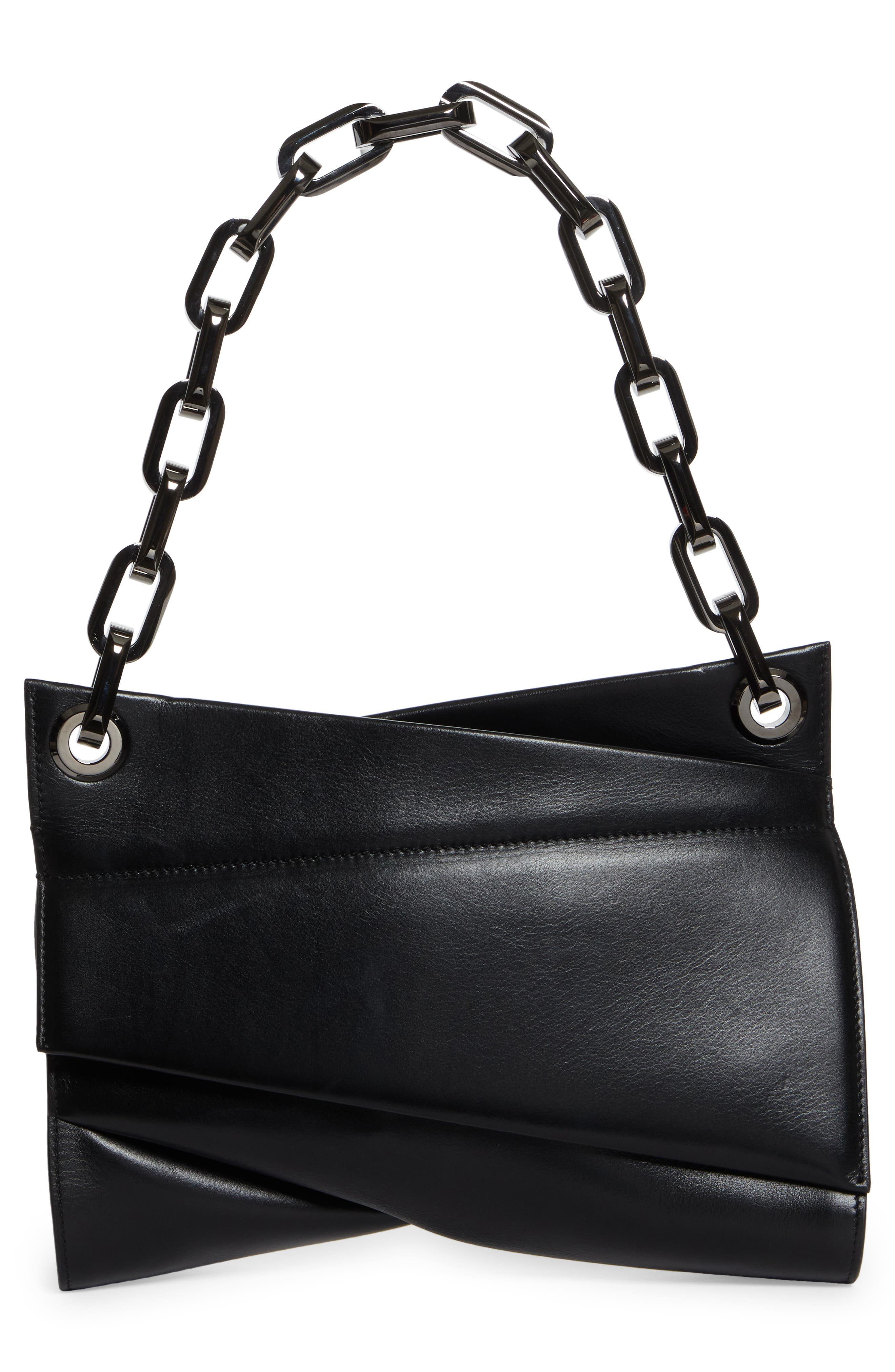 Loubitwist Chain Leather Shoulder Bag, Alternate, color, B078 BLACK/ GUN METAL