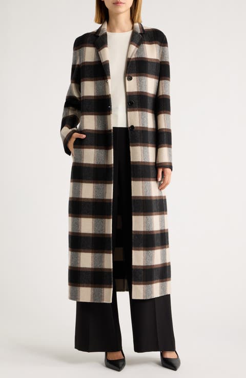 Plaid Wool Blend Coat