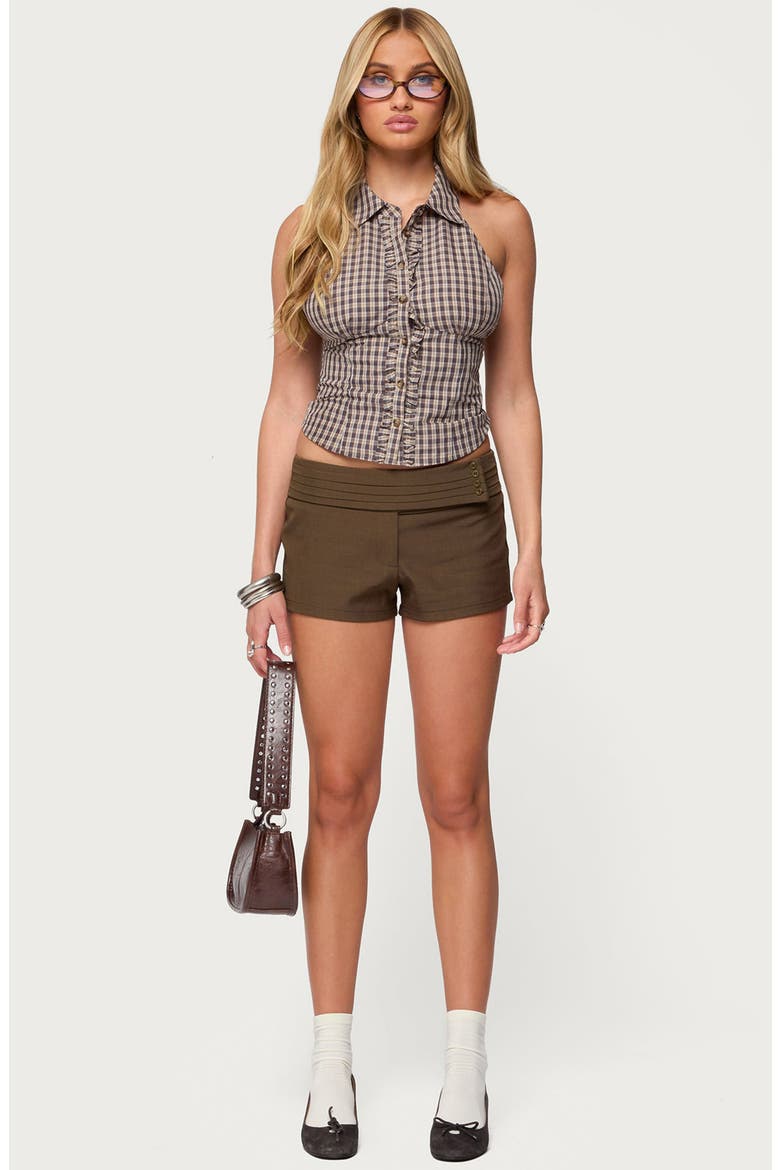 Karla Pleated Micro Shorts, Alternate, color, BROWN