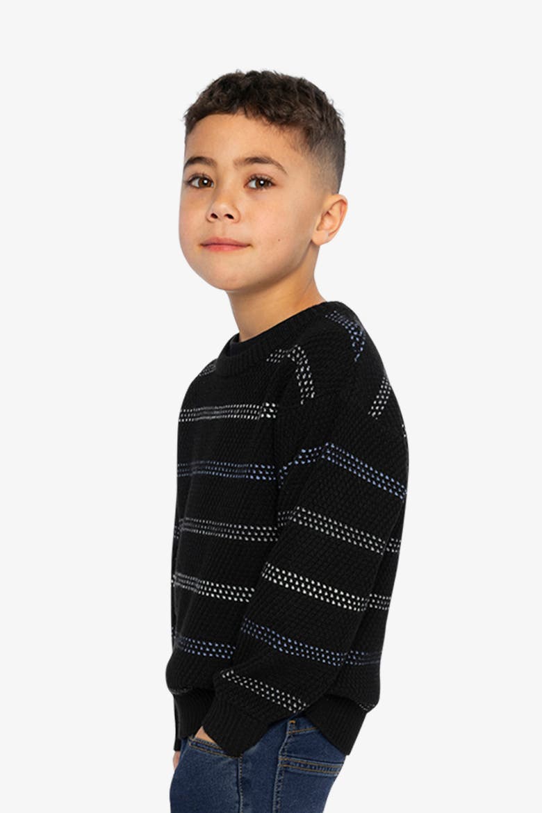 Striped Texture Ribbed Cuffs Sweater, Alternate, color, Black