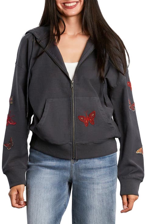 Butterfly Front Zip Hoodie