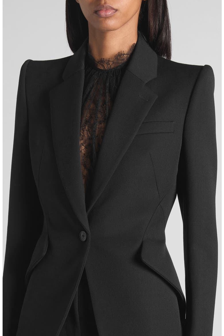 One-Button Wool Jacket, Alternate, color, BLACK