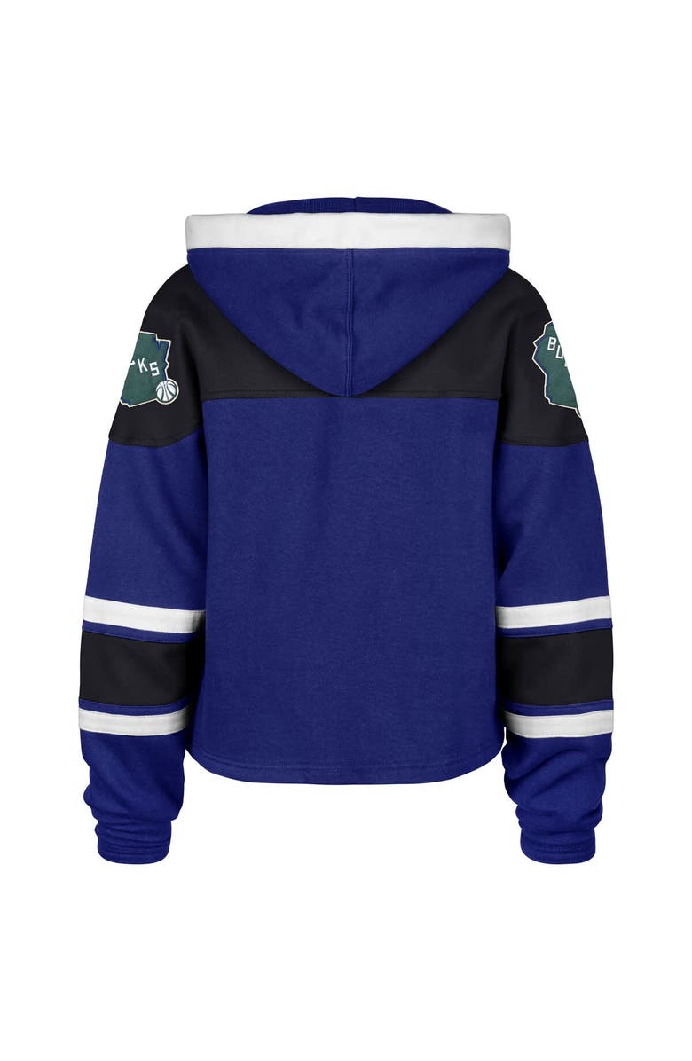 '47 Women's '47 Royal Milwaukee Bucks 2024/25 City Edition Superior Cropped Lace-Up Pullover Hoodie, Alternate, color, 