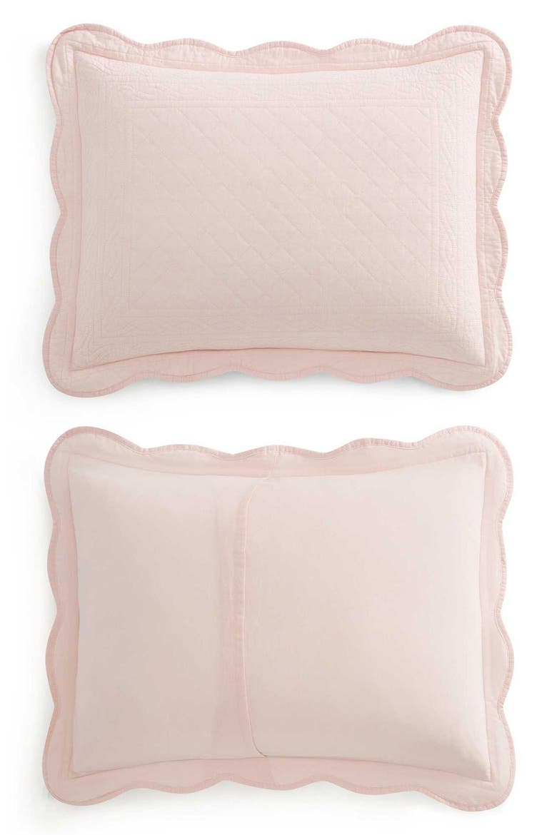Vintage Scallop Cotton Percale Quilt, Alternate, color, SOFT PINK