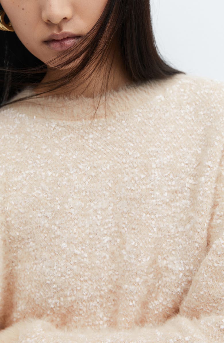 MANGO Faux Fur Trim Sweater, Alternate, color, 