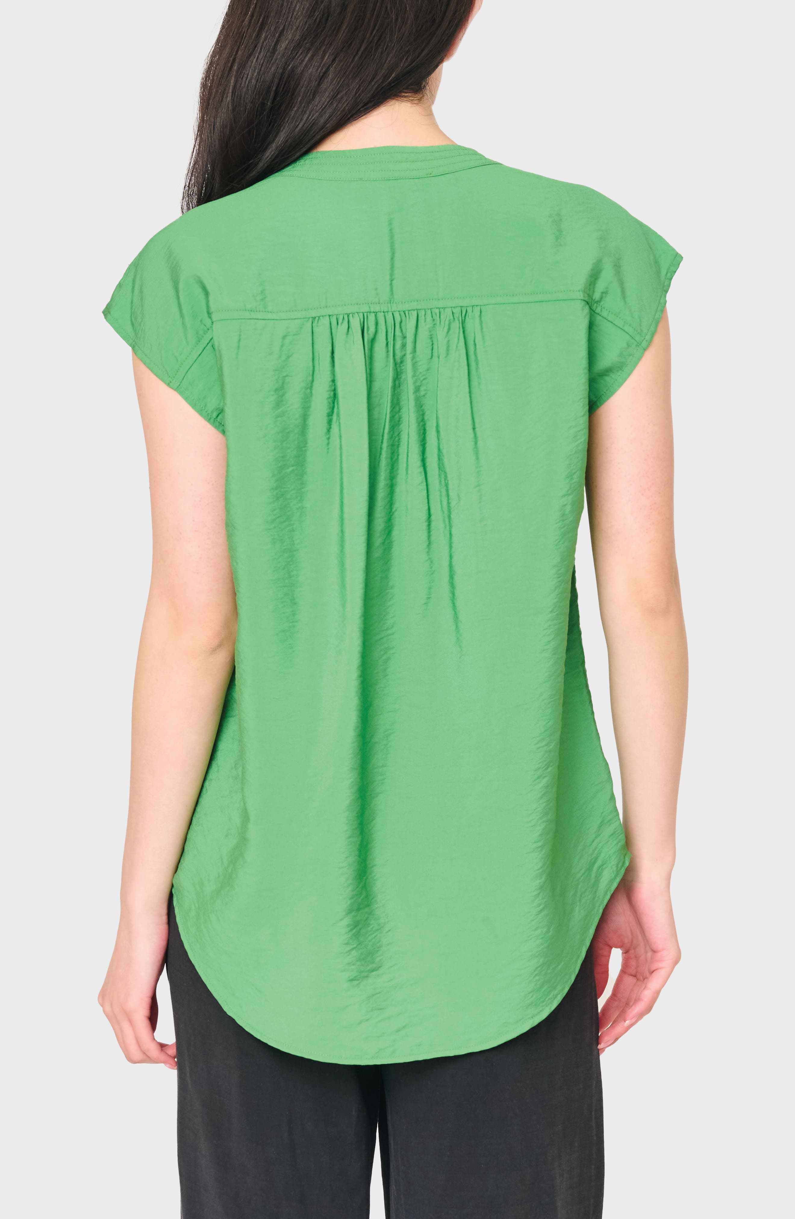 Split Neck Cap Sleeve High-Low Top - image 4