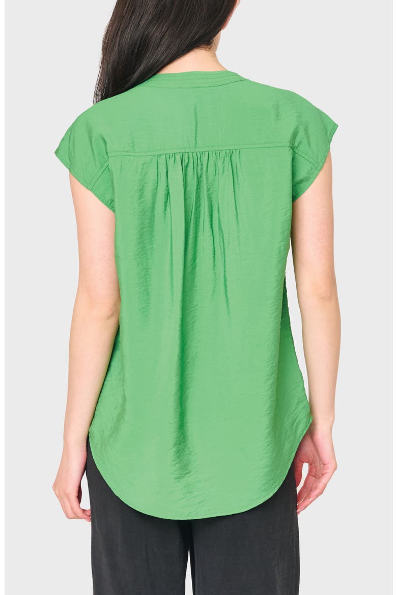 Split Neck Cap Sleeve High-Low Top, Alternate, color, GARDEN GREEN