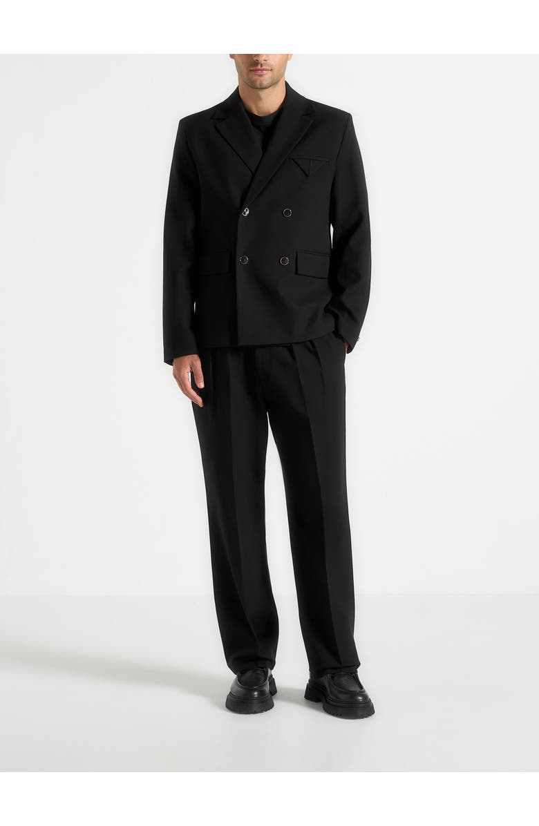 Manière De Voir Didier Double Breasted Tailored Suit Jacket, Alternate, color, Black