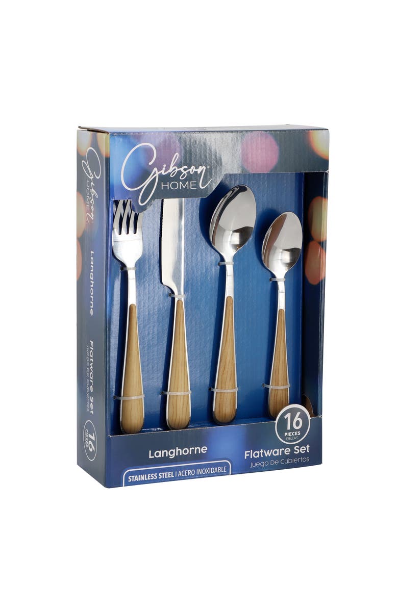 Gibson Home 16 Piece Langhorne Stainless Steel Flatware Set, Main, color, Metallic Silver