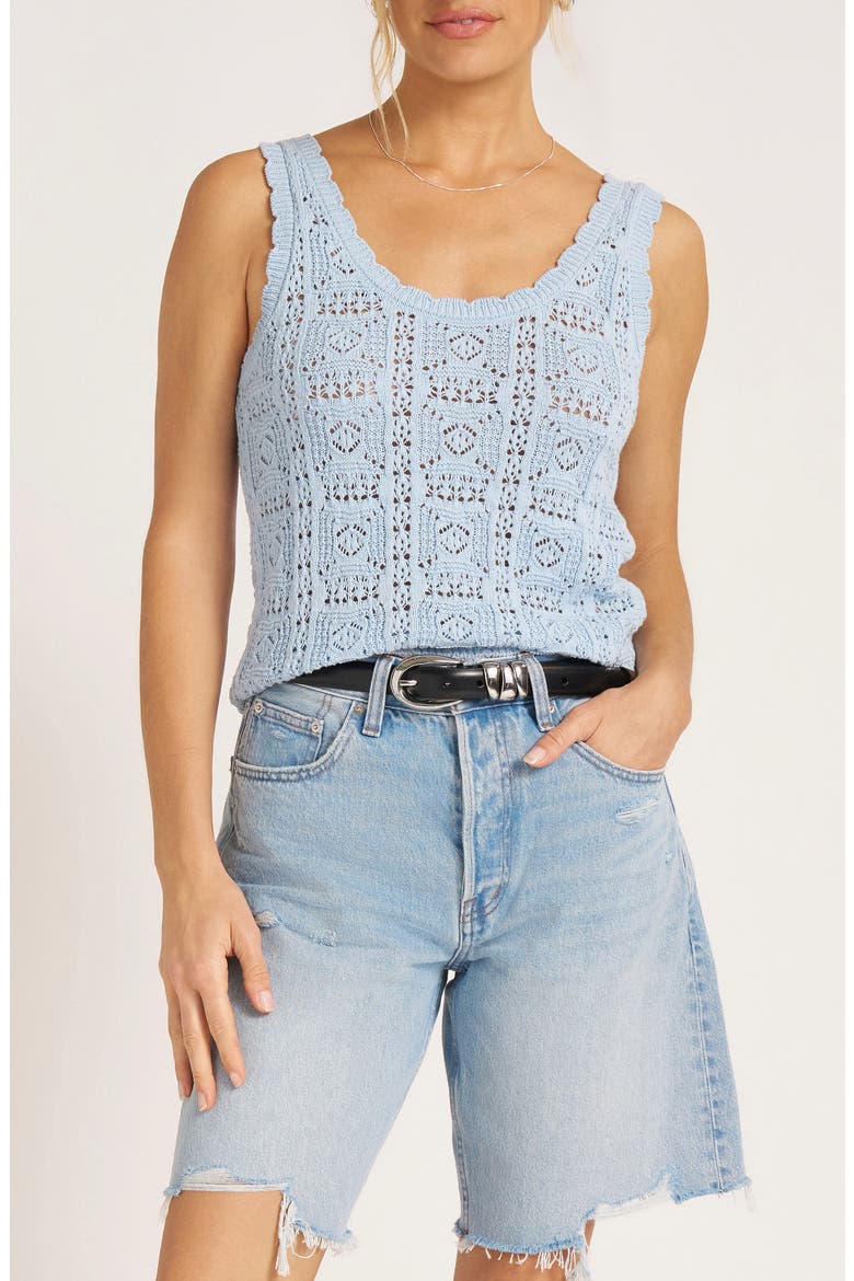 Lior Scoop Neck Crochet Tank, Main, color, SKY