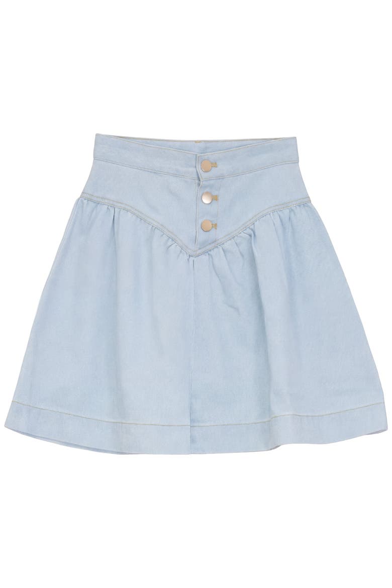 Girls Denim V-Yoke Skirt - Adjustable Waist, Above-Knee, Main, color, Light Denim Wash