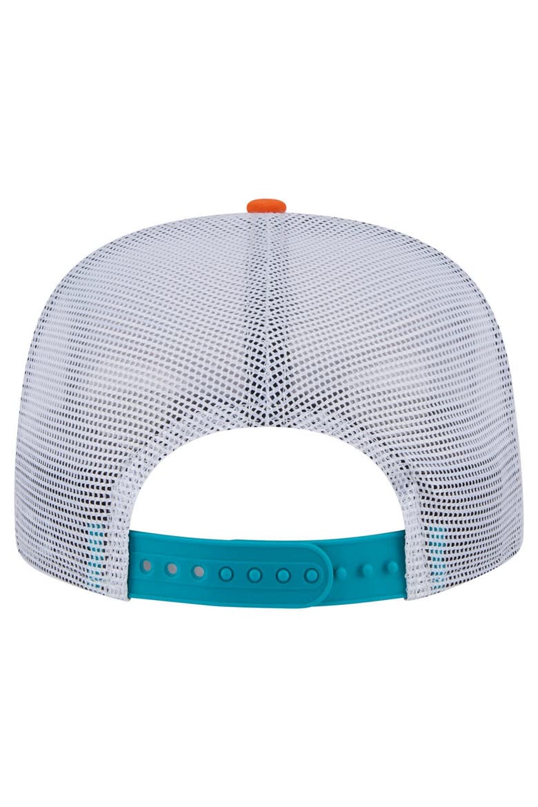Men's New Era Orange/Aqua Miami Dolphins Throwback Dye Golfer Snapback Hat, Alternate, color, Orange
