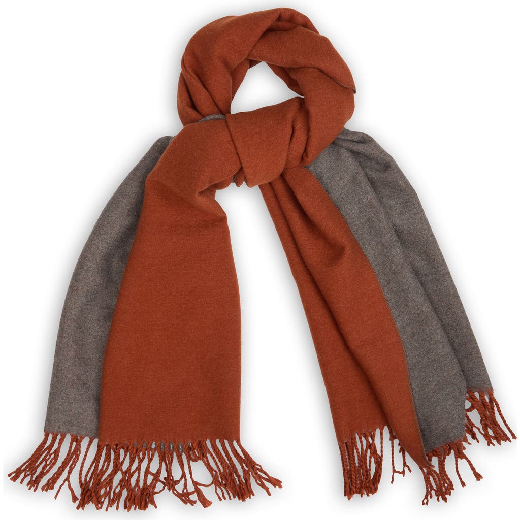 Saachi Two-tone Reversible Fringe Scarf In Brown
