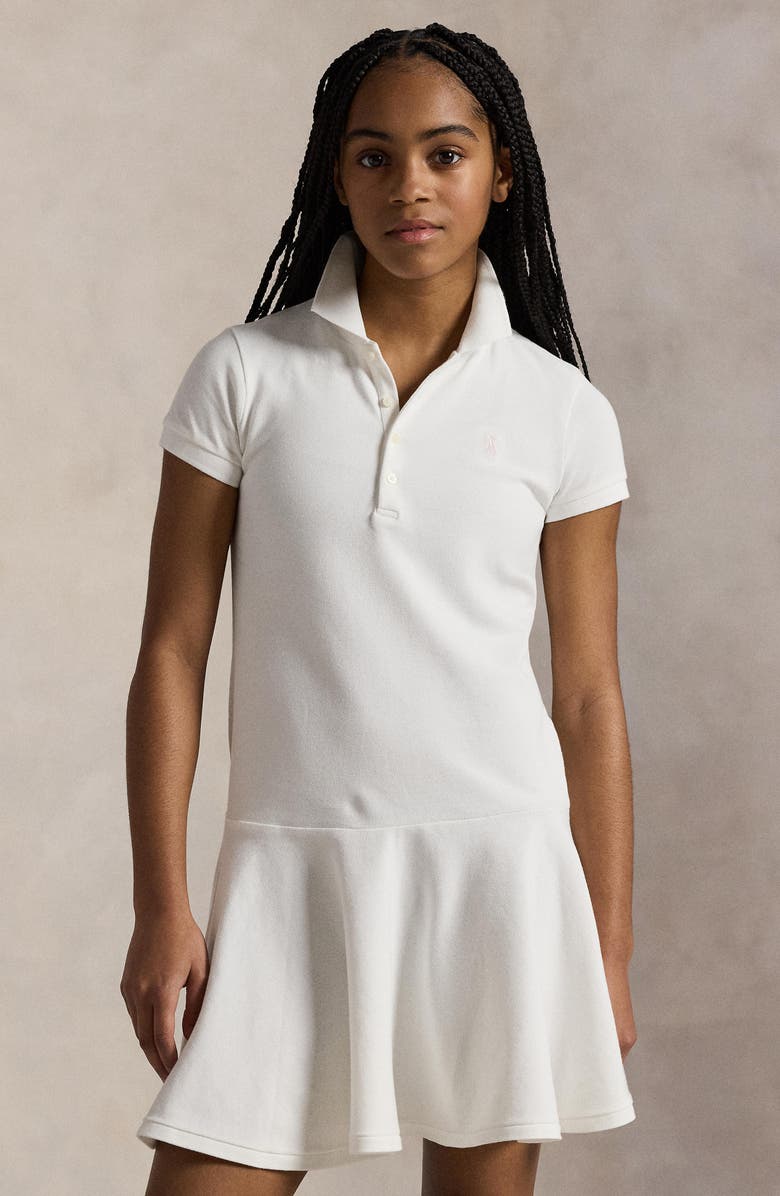 Polo Ralph Lauren Kids' Stretch Cotton Mesh Polo Dress, Alternate, color, White