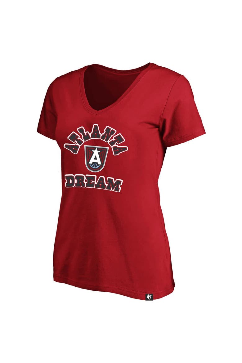 Women's Profile x 47 Red Atlanta Dream Logo Lockup Plus Size V-Neck T-Shirt, Alternate, color, Red