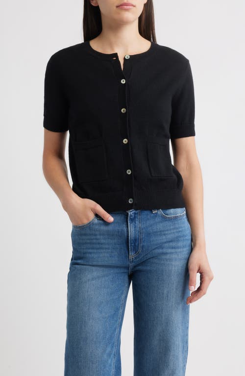 Rails Aisley Short Sleeve Cotton & Cashmere Cardigan In Black