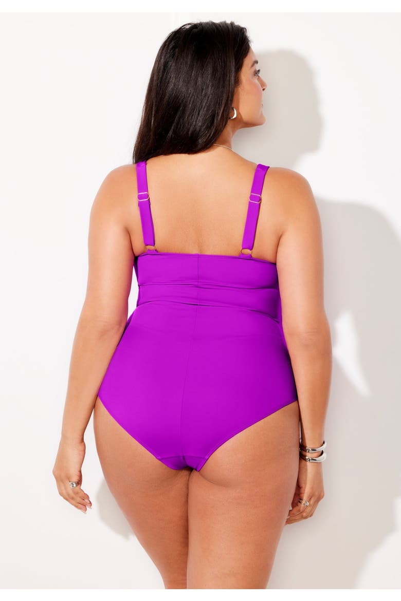 Ruched Twist Front One Piece Swimsuit (plus Available), Alternate, color, Very Fuchsia