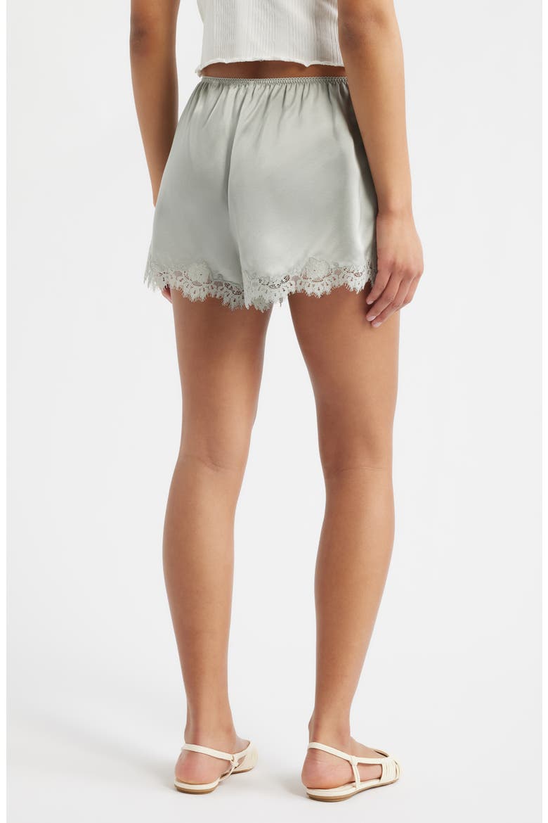 Iona Lace Trim Silk Satin Shorts, Alternate, color, EUCALYPTUS