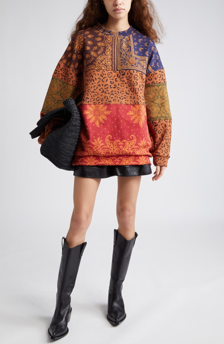 FARM Rio Bandana Dream Patchwork Sweatshirt, Main, color, 