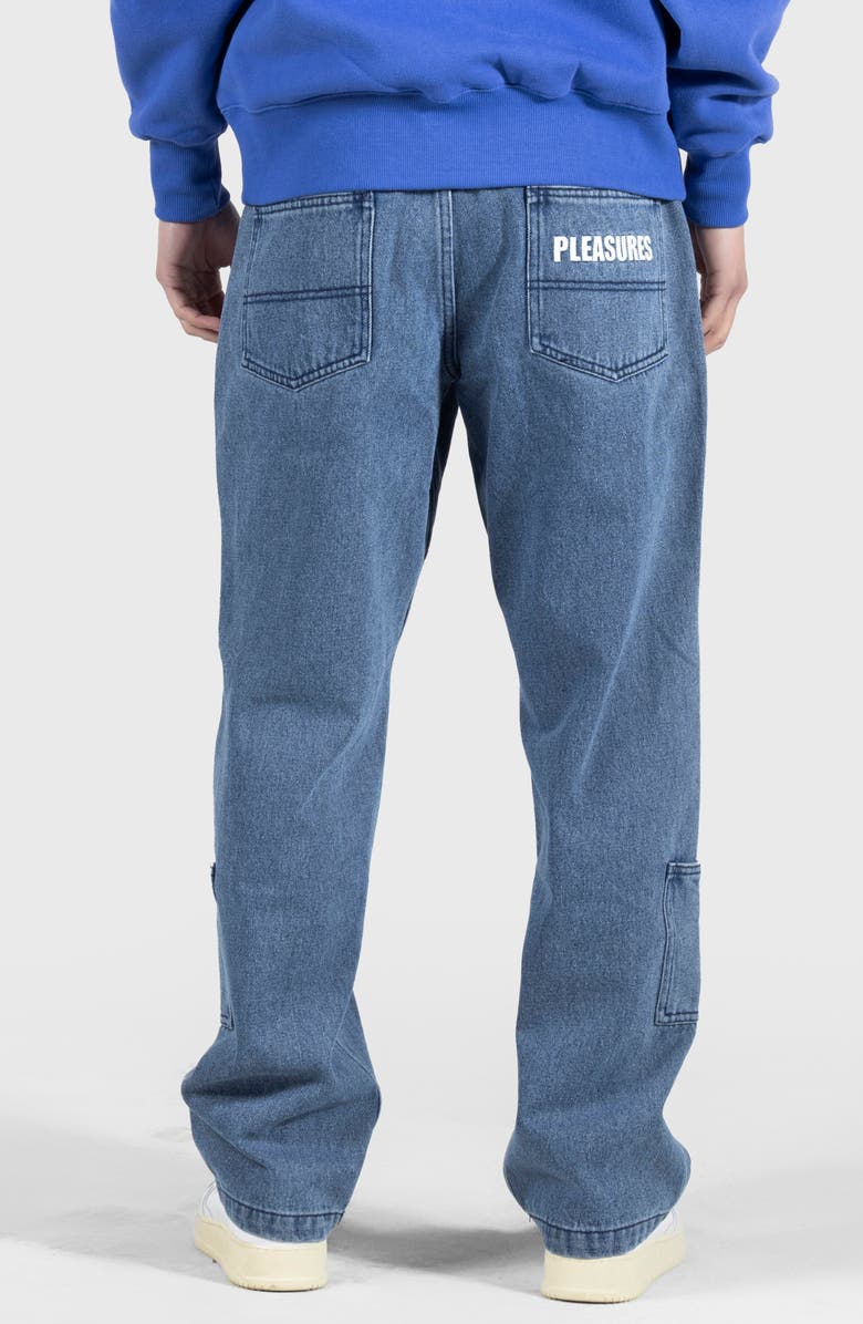 PLEASURES Floral Ultra Wide Leg Jeans, Alternate, color, Indigo