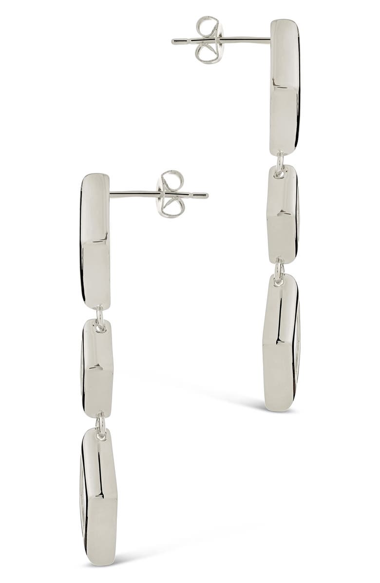 Sterling Forever Lissie Cubic Zirconia Linear Drop Earrings, Alternate, color, Silver