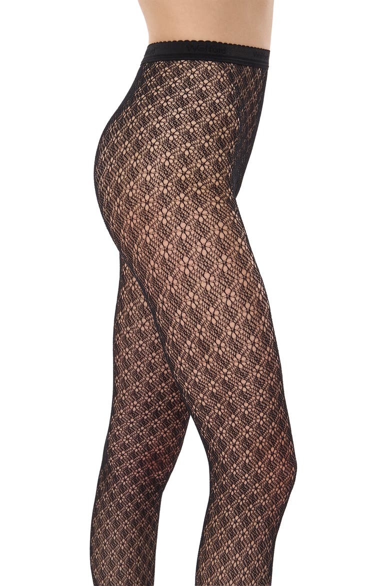 Blossom Net Tights, Alternate, color, BLACK