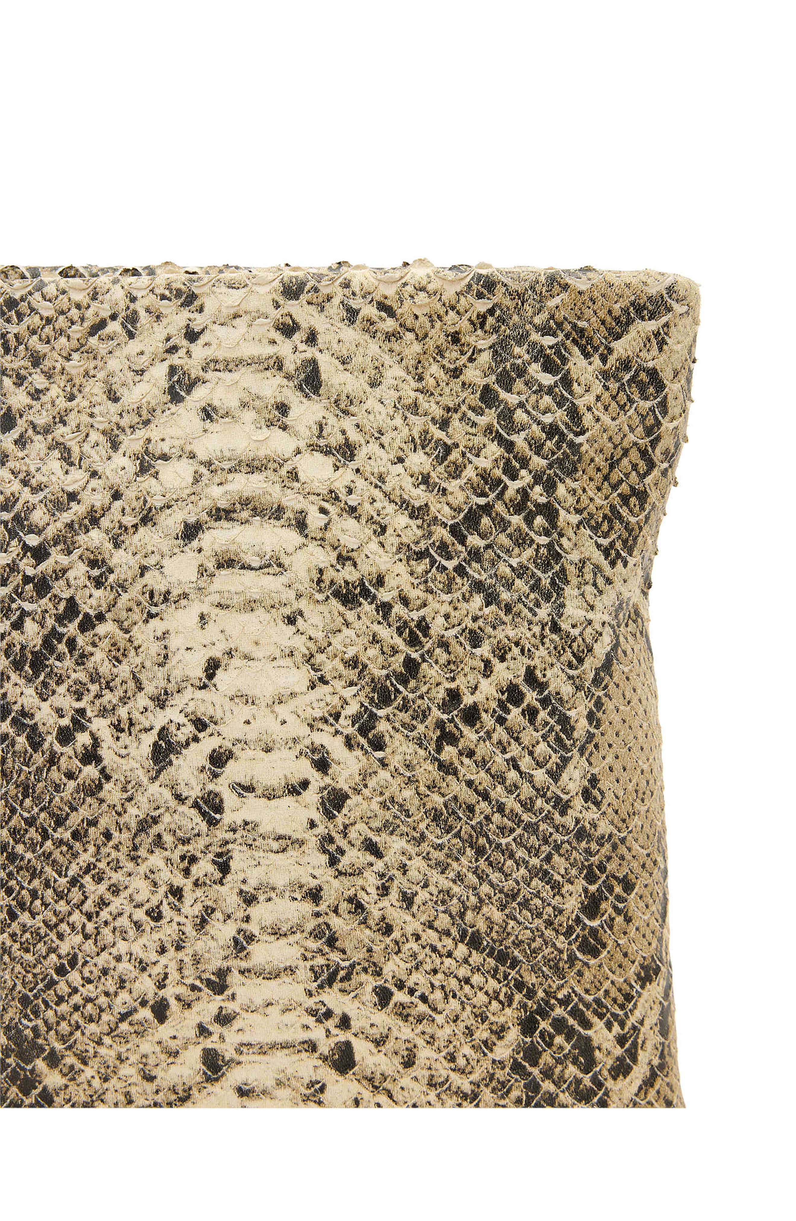 AllSaints Bettina Snakeskin Embossed Leather Clutch, Alternate, color, Desert White
