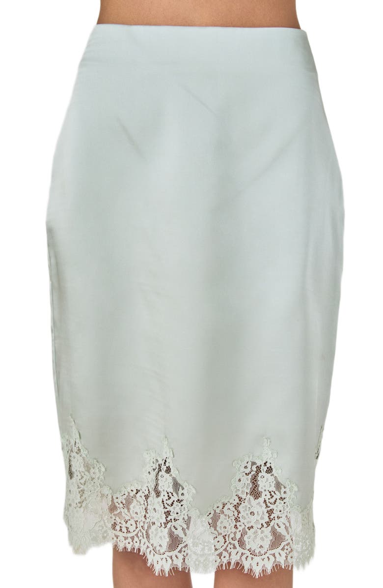 Endless Rose Lace Trim Satin Skirt, Alternate, color, Sage