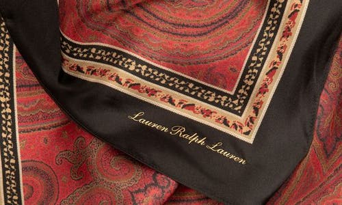Ralph Lauren Lauren Paisley Square Silk Scarf In Brown