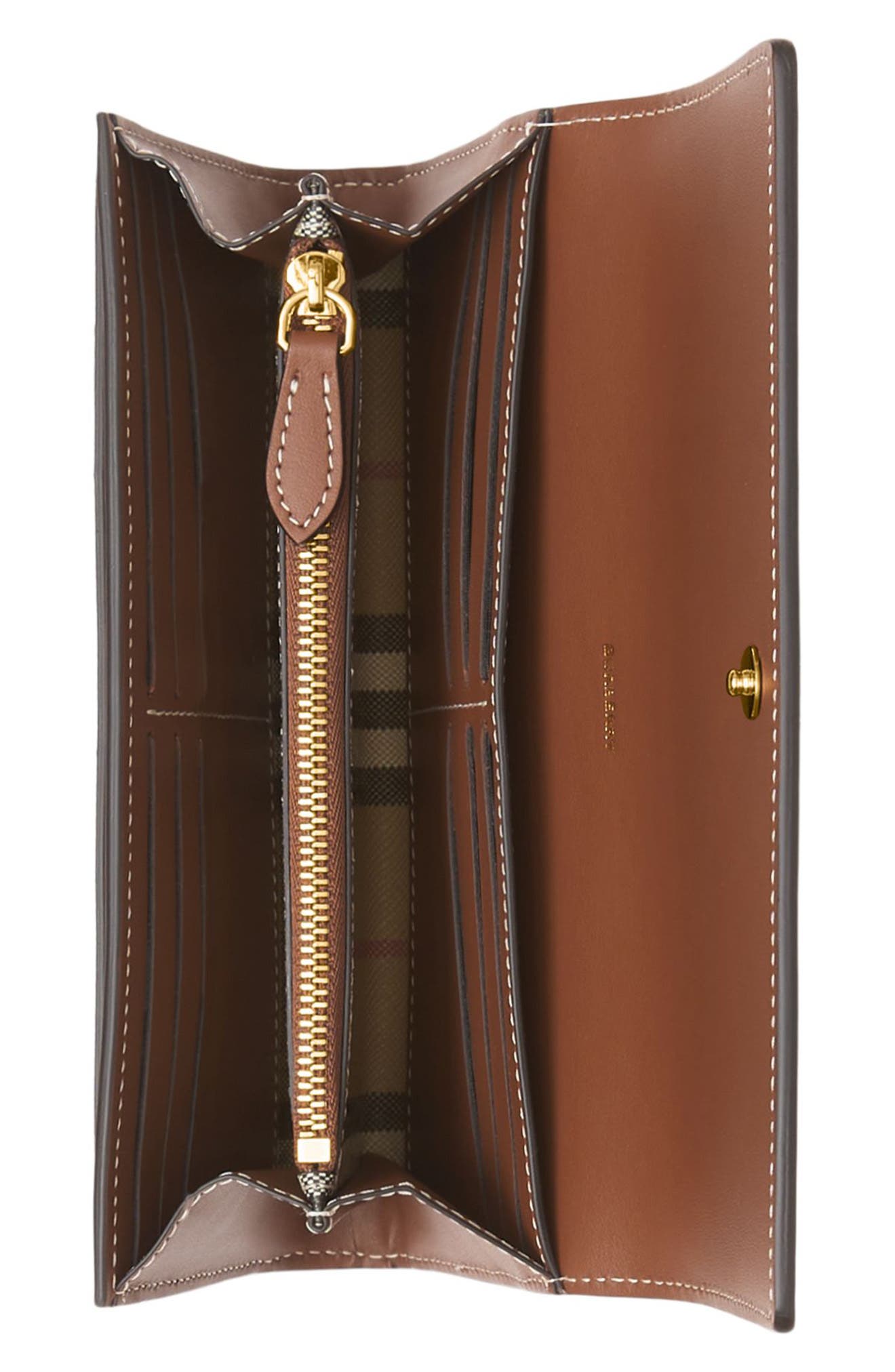 Burberry Halton Check E-Canvas & Leather Continental Wallet, Alternate, color, 
