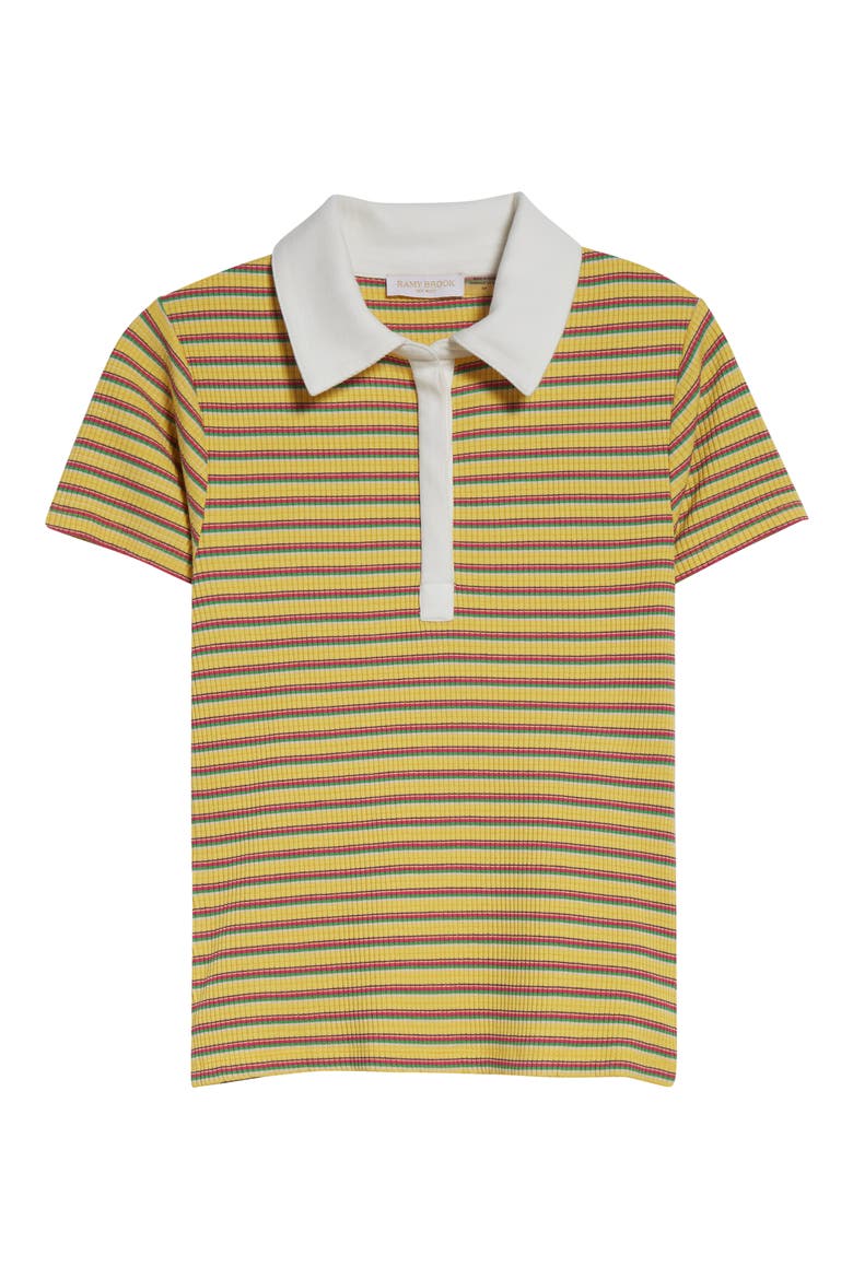 Avalon Polo Top, Alternate, color, LEMON DROP STRIPE COMBO