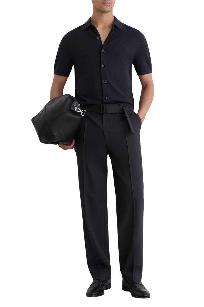 Drayton Wool Short Sleeve Sweater, Alternate, color, NAVY